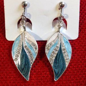 NWOT:  Blue Geometric Enamel Clip Earrings